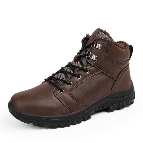 Load image into Gallery viewer, Men High Top Lace Up Hiking Boots With Fur-men-wanahavit-Brown-6.5-wanahavit
