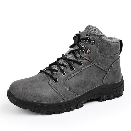 Load image into Gallery viewer, Men High Top Lace Up Hiking Boots With Fur-men-wanahavit-Grey-6.5-wanahavit
