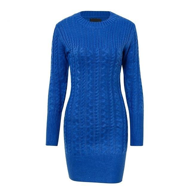 Sexy Autumn Warm Sweater Slim Twisted Knit Dress-women-wanahavit-Blue-S-wanahavit