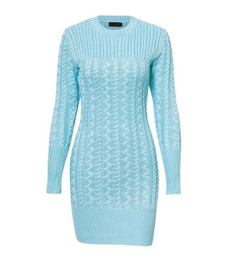 Sexy Autumn Warm Sweater Slim Twisted Knit Dress-women-wanahavit-Sky Blue-S-wanahavit