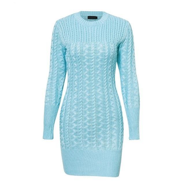 Sexy Autumn Warm Sweater Slim Twisted Knit Dress-women-wanahavit-Sky Blue-S-wanahavit