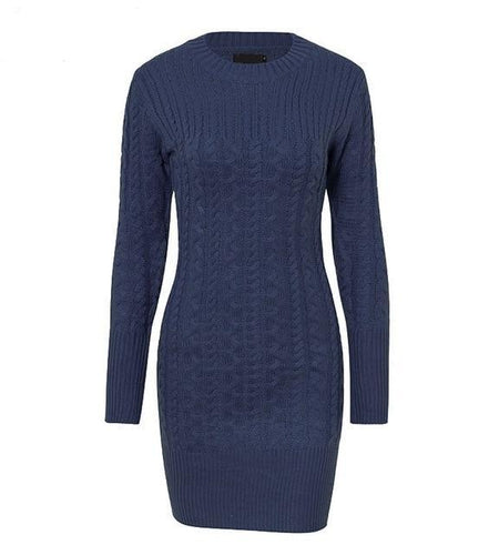 Sexy Autumn Warm Sweater Slim Twisted Knit Dress-women-wanahavit-Navy Blue-S-wanahavit