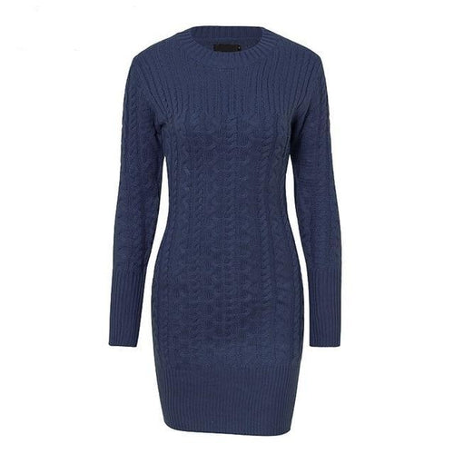 Load image into Gallery viewer, Sexy Autumn Warm Sweater Slim Twisted Knit Dress-women-wanahavit-Navy Blue-S-wanahavit
