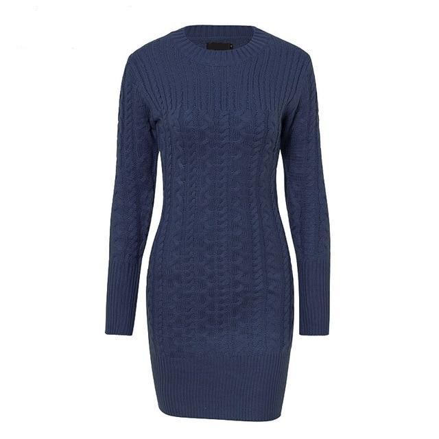 Sexy Autumn Warm Sweater Slim Twisted Knit Dress-women-wanahavit-Navy Blue-S-wanahavit