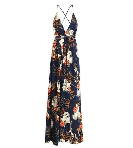 Backless Boho Floral Print Long Chiffon Sexy Dress-women-wanahavit-Print 2-S-wanahavit