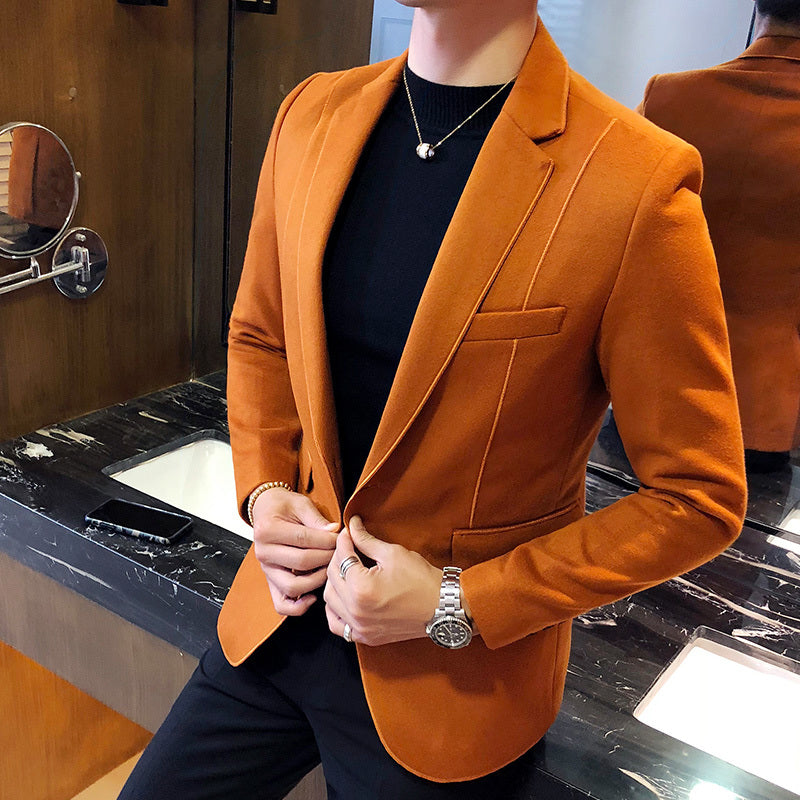 Vintage Wool Blend Solid Color Business Blazer-men-wanahavit-orange-M-wanahavit