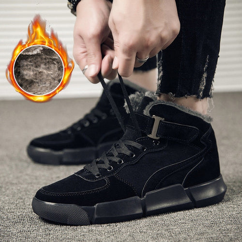 Load image into Gallery viewer, Winter Velvet Warm Sneakers Outdoors Waterproof Shoe-men-wanahavit-Black Boots With Fur-6.5-wanahavit
