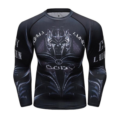 Load image into Gallery viewer, MMA Printed Workout Quick Dry Fitness Long Sleeves-men fitness-wanahavit-3-M-wanahavit
