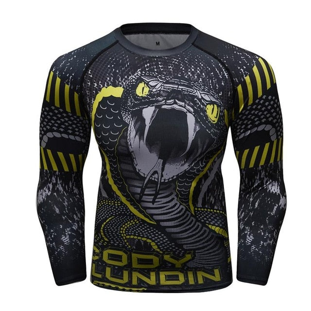 MMA Snake Printed Workout Quick Dry Long Sleeve-men fitness-wanahavit-4-M-wanahavit
