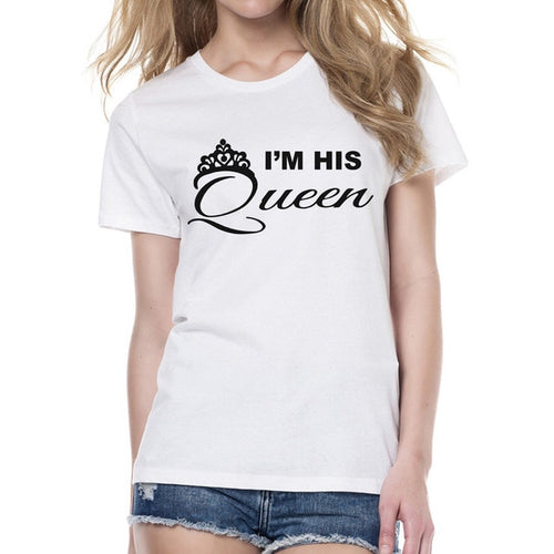 Load image into Gallery viewer, I&#39;m His Queen &amp; I&#39;m Her King Couple Tees-unisex-wanahavit-FB80-FSTWH-L-wanahavit

