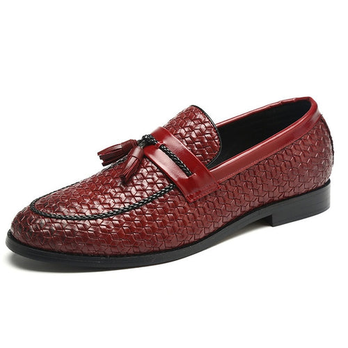 Load image into Gallery viewer, Oxford Microfiber Leather Tassel Luxury Slip On Loafer Shoes-men-wanahavit-Red Casual Shoes-6-wanahavit
