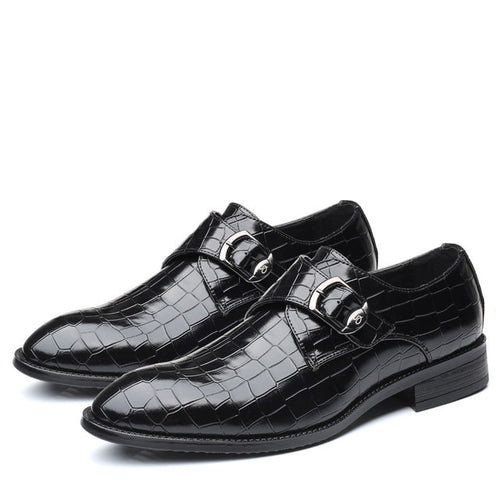 Load image into Gallery viewer, Reptilian Skin Textured Formal Luxury Leather Shoes-men-wanahavit-Black Leather Shoes-6-wanahavit
