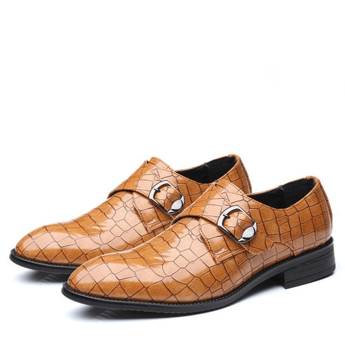 Load image into Gallery viewer, Reptilian Skin Textured Formal Luxury Leather Shoes-men-wanahavit-Yellow Leather Shoes-6-wanahavit
