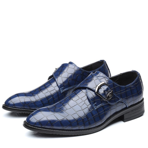 Load image into Gallery viewer, Reptilian Skin Textured Formal Luxury Leather Shoes-men-wanahavit-Blue Leather Shoes-6-wanahavit
