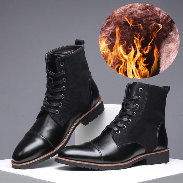 Winter Cowboy Fashion Leather Military Boots-men-wanahavit-Black Boots With fur-11-wanahavit