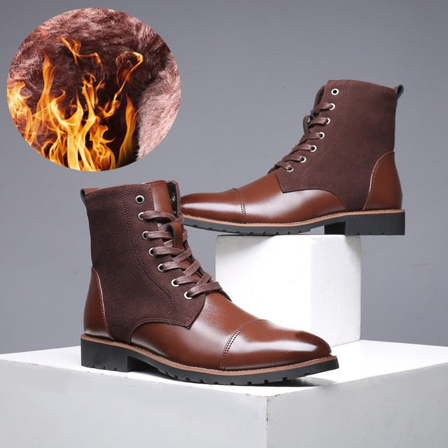 Winter Cowboy Fashion Leather Military Boots-men-wanahavit-Brown Boots With fur-11-wanahavit