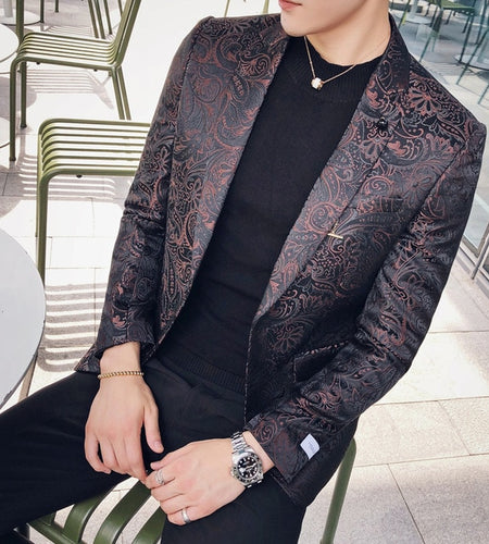 Stylish Baroque Fancy Slim Fit Blazer-men-wanahavit-Coffee-M-wanahavit