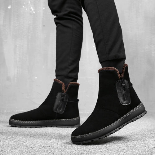 Load image into Gallery viewer, Genuine Leather Side Zipper Winter Rome Boots-men-wanahavit-Black Snow Boots-6-wanahavit

