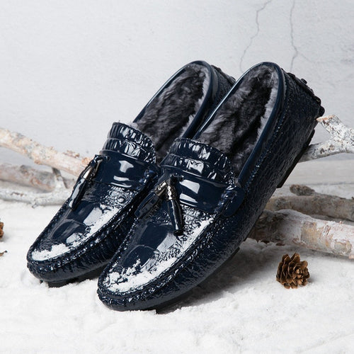 Load image into Gallery viewer, Luster Leather Casual Moccasins Slip On Flat Shoe-men-wanahavit-Blue Leather Shoes-6-wanahavit
