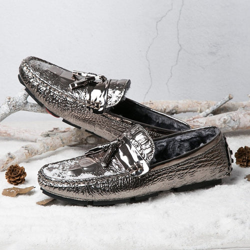 Load image into Gallery viewer, Luster Leather Casual Moccasins Slip On Flat Shoe-men-wanahavit-Silver Leather Shoes-6-wanahavit
