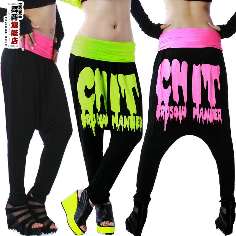 Chit Dripping Printed Hip Hop Dance Loose Harem Pants-women-wanahavit-green-One Size-wanahavit