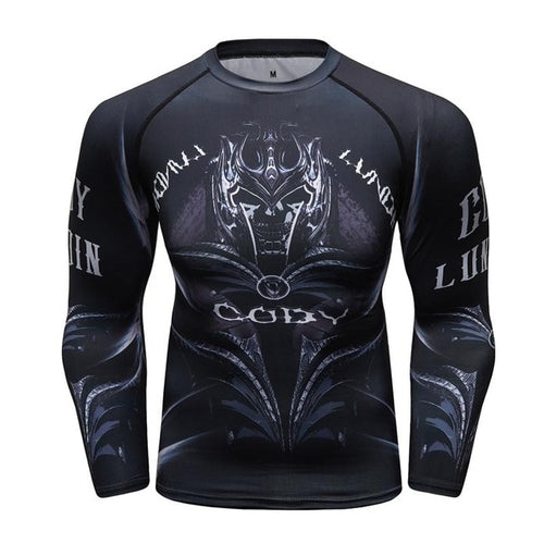 Load image into Gallery viewer, MMA Samurai Mask Print Workout Quick Dry Long Sleeve-men fitness-wanahavit-3-XL-wanahavit
