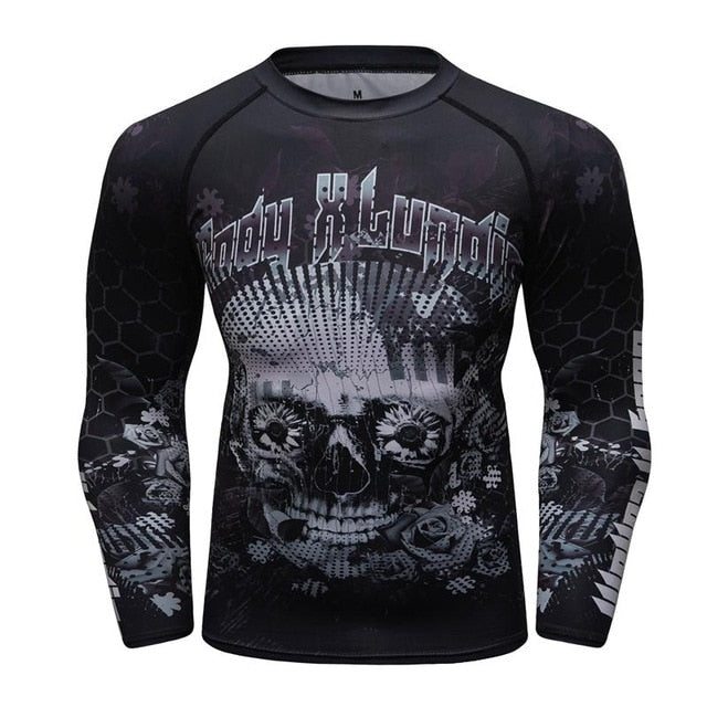 MMA Samurai Mask Print Workout Quick Dry Long Sleeve-men fitness-wanahavit-5-XL-wanahavit