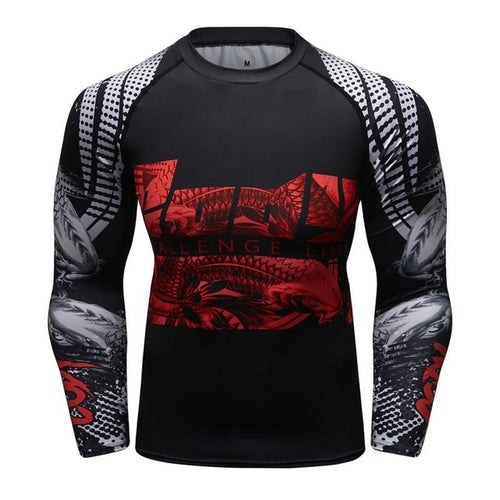 Load image into Gallery viewer, MMA Samurai Mask Print Workout Quick Dry Long Sleeve-men fitness-wanahavit-6-XL-wanahavit
