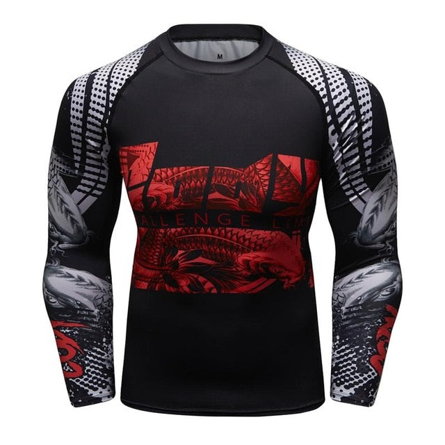 MMA Samurai Mask Print Workout Quick Dry Long Sleeve-men fitness-wanahavit-6-XL-wanahavit