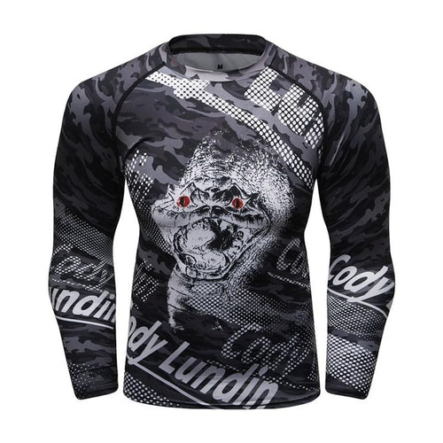 Load image into Gallery viewer, MMA Samurai Mask Print Workout Quick Dry Long Sleeve-men fitness-wanahavit-7-XL-wanahavit
