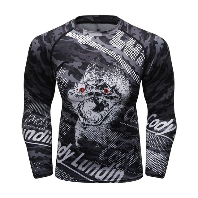 MMA Samurai Mask Print Workout Quick Dry Long Sleeve-men fitness-wanahavit-7-XL-wanahavit