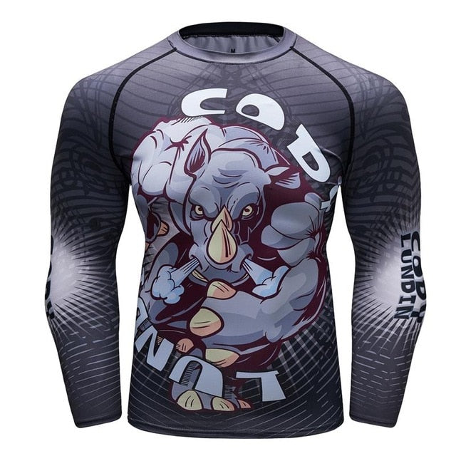 MMA Samurai Mask Print Workout Quick Dry Long Sleeve-men fitness-wanahavit-8-XL-wanahavit