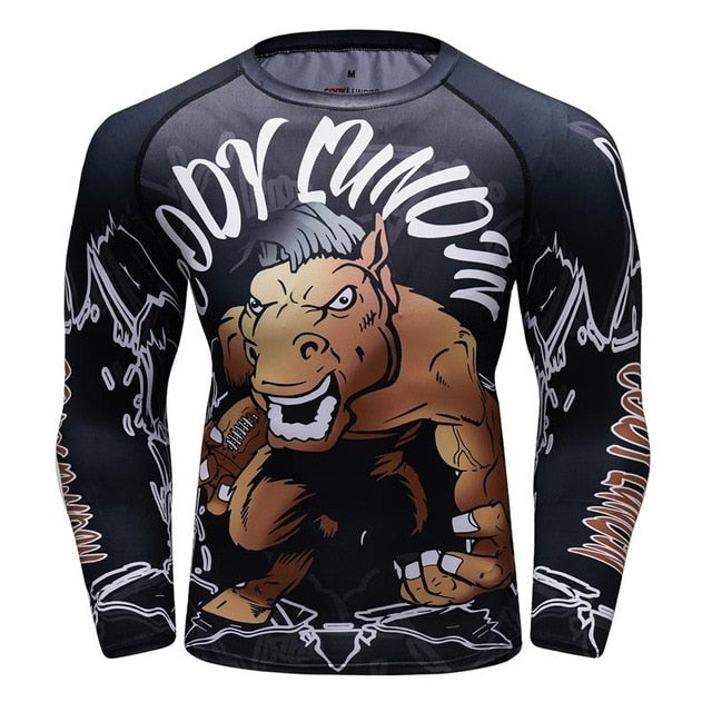 MMA Samurai Mask Print Workout Quick Dry Long Sleeve-men fitness-wanahavit-9-XL-wanahavit