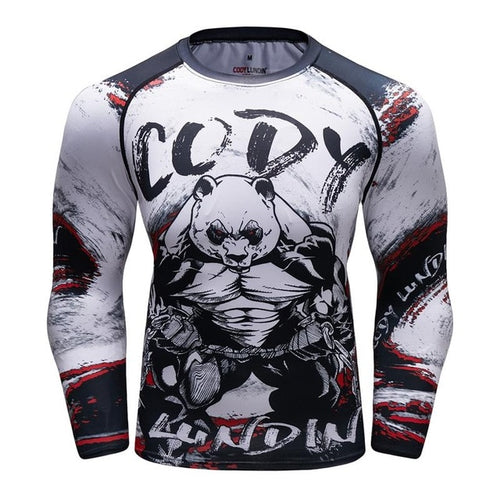 Load image into Gallery viewer, MMA Samurai Mask Print Workout Quick Dry Long Sleeve-men fitness-wanahavit-10-XL-wanahavit
