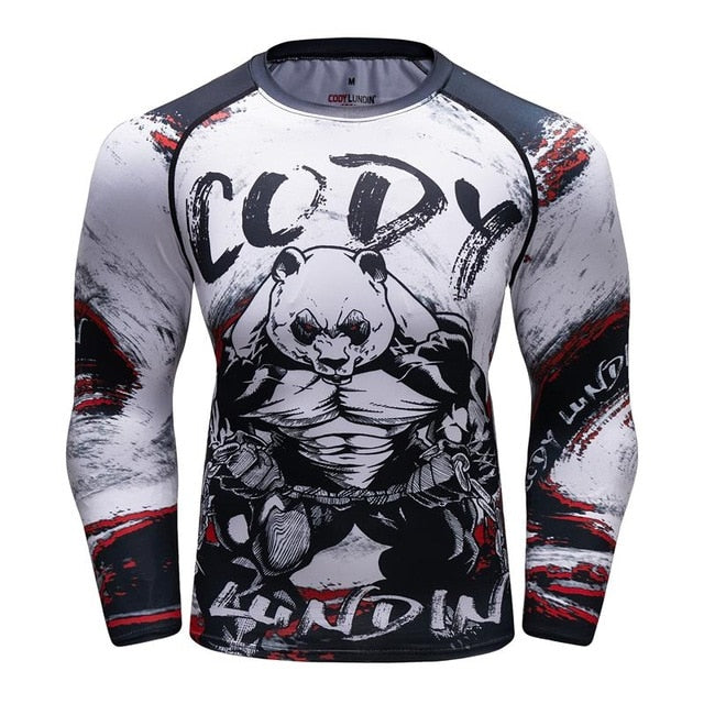 MMA Samurai Mask Print Workout Quick Dry Long Sleeve-men fitness-wanahavit-10-XL-wanahavit