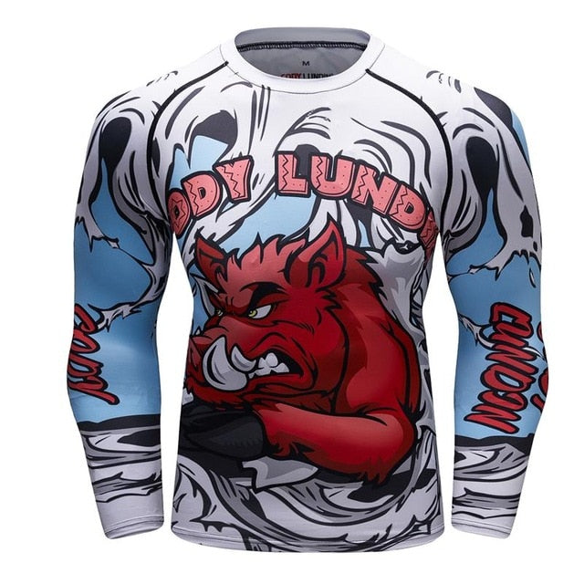 MMA Samurai Mask Print Workout Quick Dry Long Sleeve-men fitness-wanahavit-11-XL-wanahavit