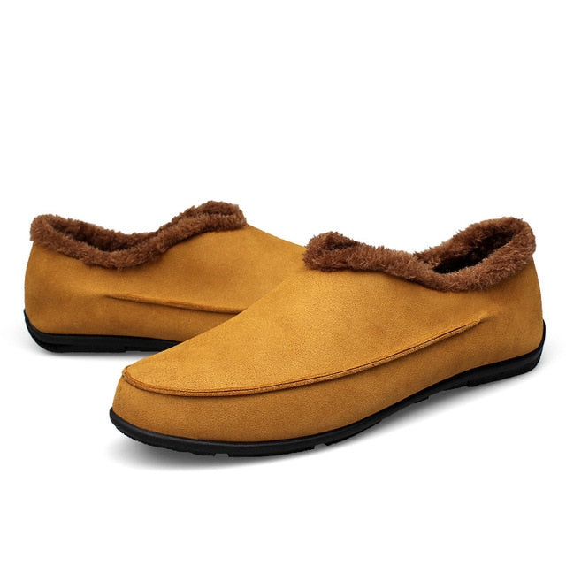 Designer Winter Suede Moccasins Slip On Flat Shoes-men-wanahavit-Yellow Shoes-5.5-wanahavit