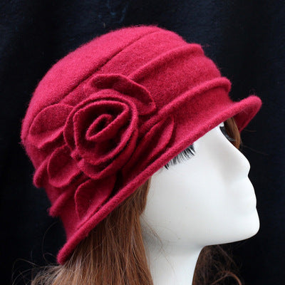 Rose Wool Fedora Dome Casual Warm Knitted Winter Beanie-women-wanahavit-red dates-wanahavit