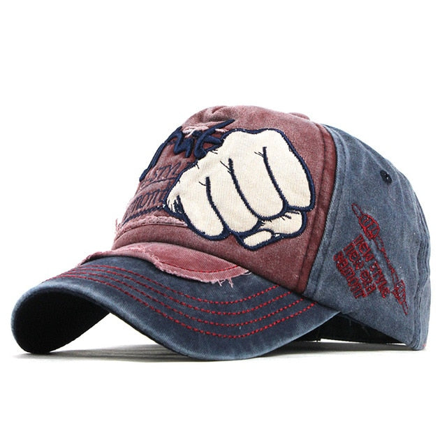 Shut Knuckle Punch Embroidered Baseball Cap-unisex-wanahavit-F190 Navy Red-Adjustable-wanahavit