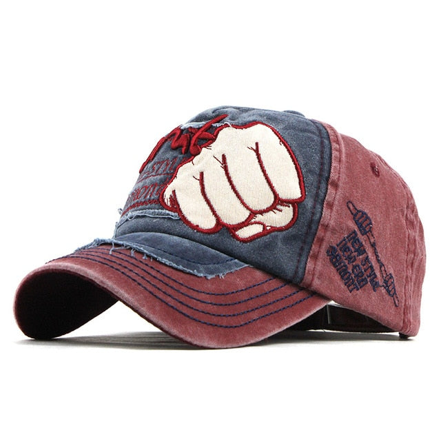 Shut Knuckle Punch Embroidered Baseball Cap-unisex-wanahavit-F190 Red Navy-Adjustable-wanahavit