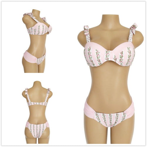 Load image into Gallery viewer, Vintage Retro Sexy Ribbon Strapped Bikini-women fitness-wanahavit-Pink-L-wanahavit
