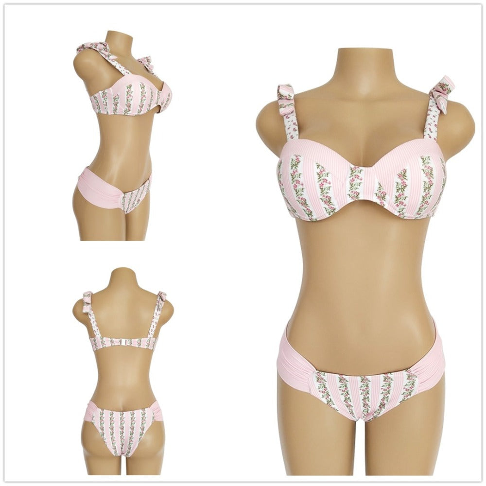 Vintage Retro Sexy Ribbon Strapped Bikini-women fitness-wanahavit-Pink-L-wanahavit