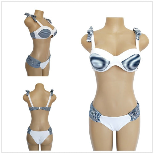 Load image into Gallery viewer, Vintage Retro Sexy Ribbon Strapped Bikini-women fitness-wanahavit-Striped-L-wanahavit
