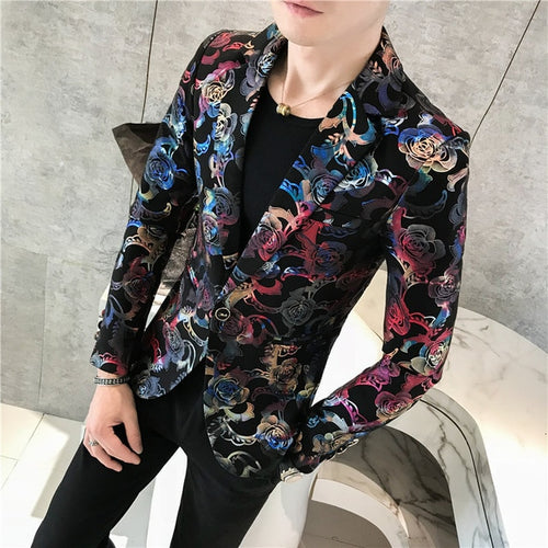Load image into Gallery viewer, Abstract Printed Slim Fit One Button Blazer-men-wanahavit-Gold-M-wanahavit
