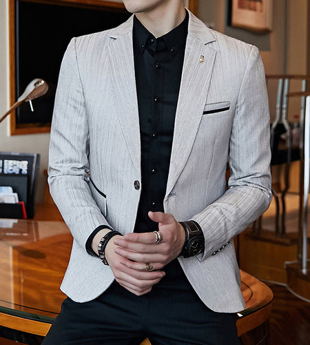 Plus Size Vintage Masculine Full Sleeve Blazer-men-wanahavit-Light gray-M-wanahavit