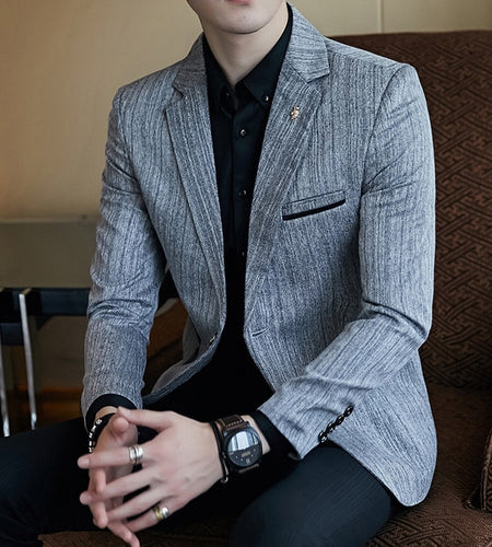 Plus Size Vintage Masculine Full Sleeve Blazer-men-wanahavit-Dark grey-M-wanahavit