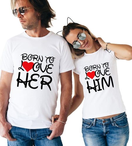 Born To Love Her & Him Matching Couple Tees-unisex-wanahavit-FD56-FSTWH-L-wanahavit