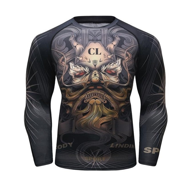 MMA Tiger Printed Workout Quick Dry Long Sleeve-men fitness-wanahavit-5-M-wanahavit