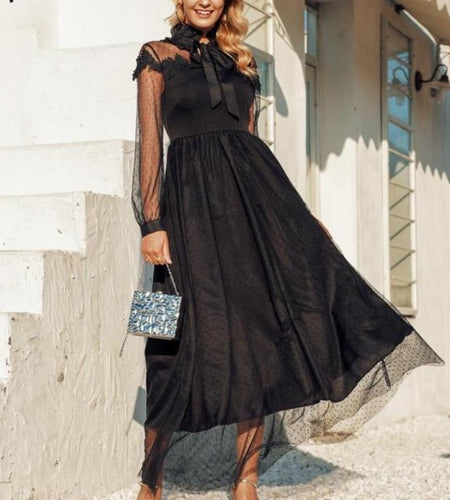 Sexy Black Transparent Mesh Lace Vintage Gothic Dress-women-wanahavit-Black-S-wanahavit