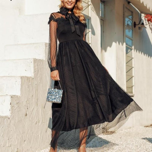 Load image into Gallery viewer, Sexy Black Transparent Mesh Lace Vintage Gothic Dress-women-wanahavit-Black-S-wanahavit
